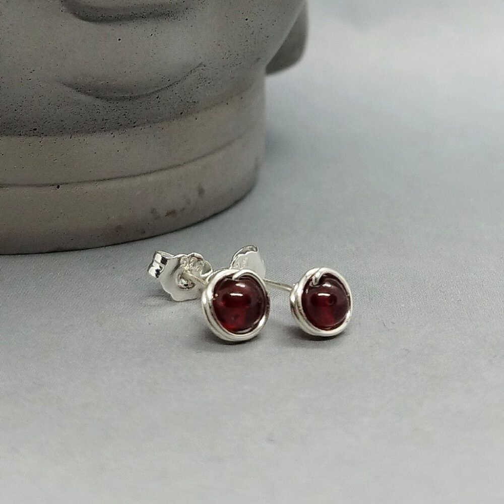 Mini Ohrstecker Granat 935 Silber