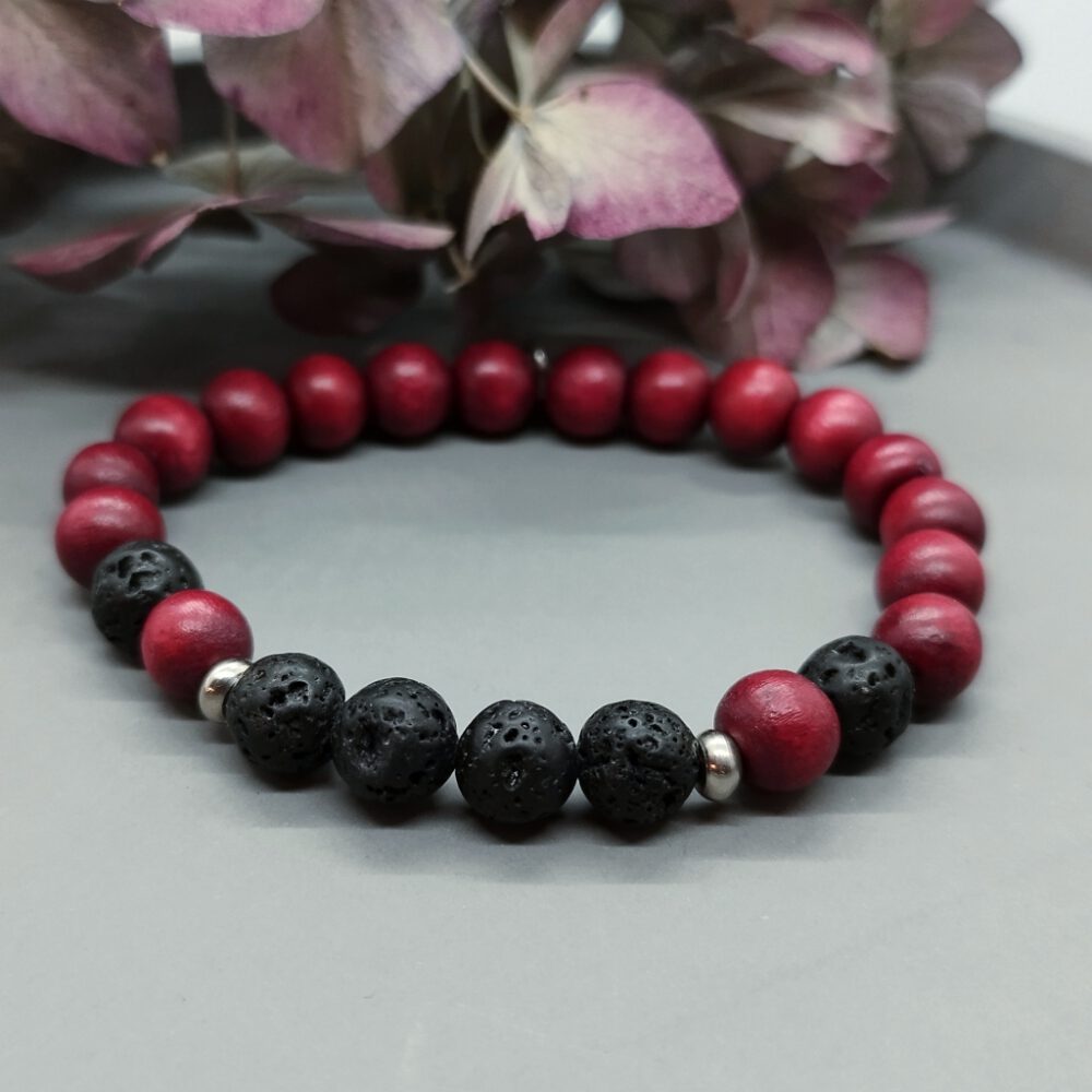 Armband Lava Holz schwarz-rot