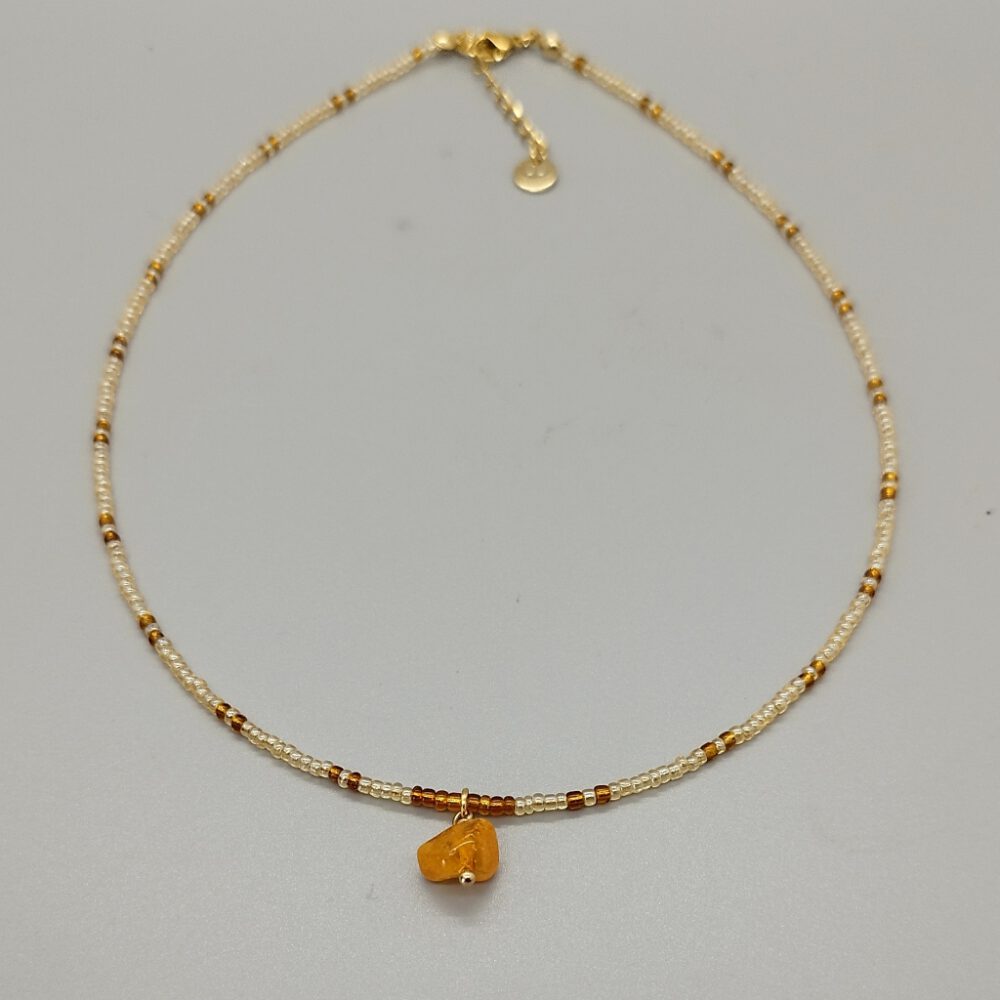 Kette gelb gold mit Bernstein Anhänger