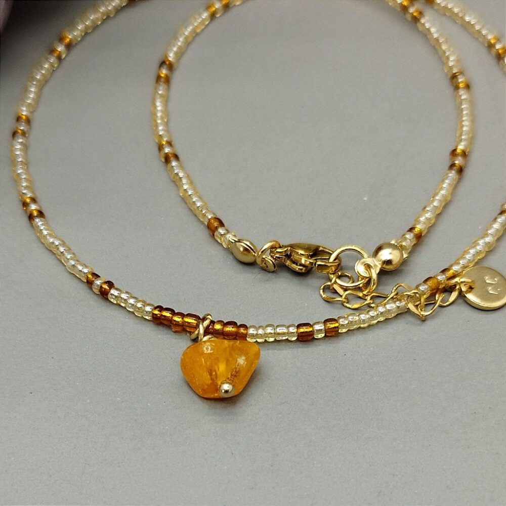 Kette gelb gold mit Bernstein Anhänger