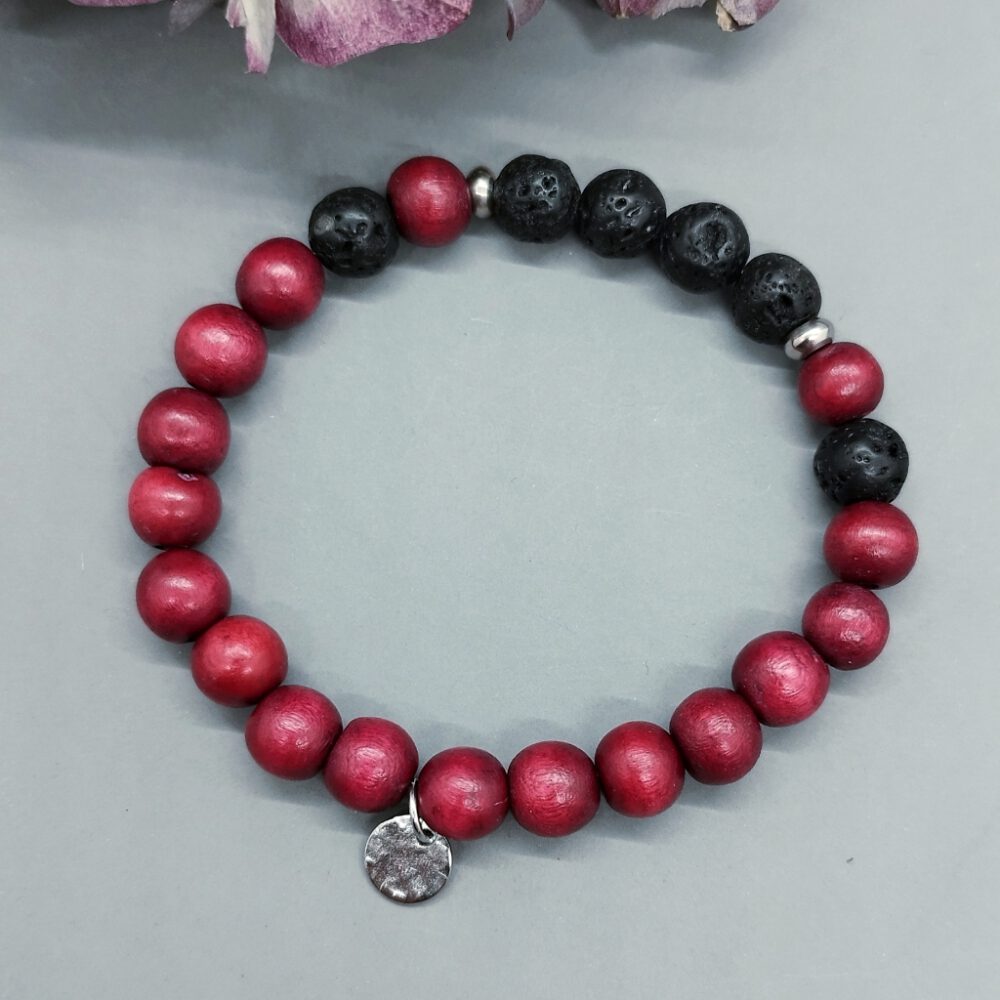 Armband Lava Holz schwarz-rot
