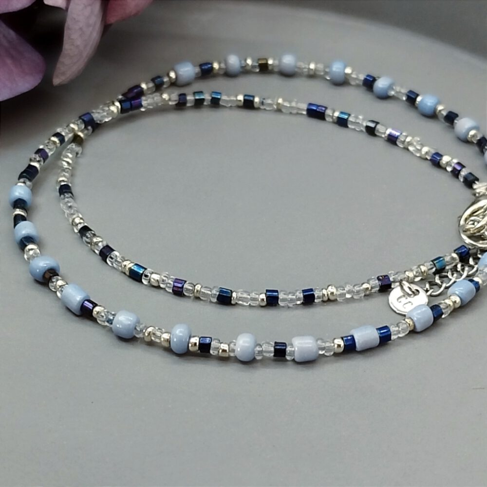 Kette Choker hellblau silber