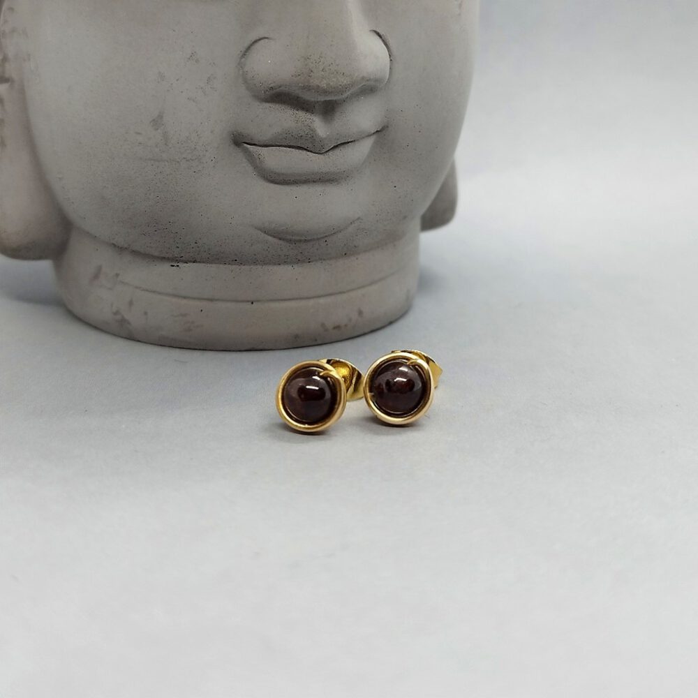 Ohrstecker Granat Goldfilled