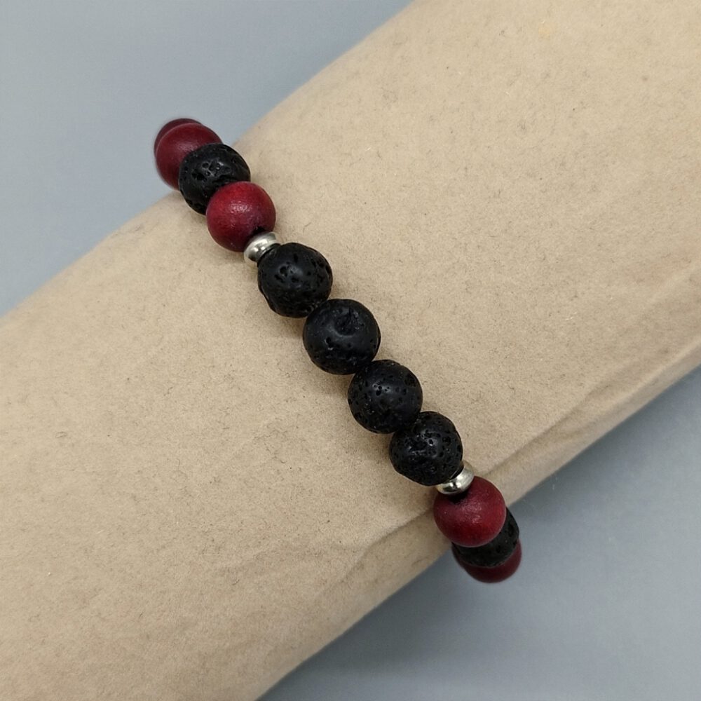 Armband Lava Holz schwarz-rot