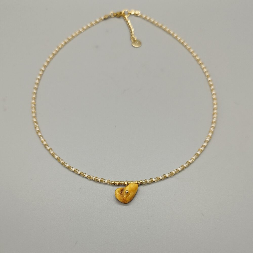 Kette weiß gold mit Bernstein Anhänger