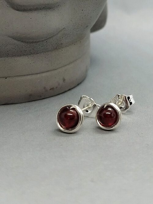 Mini Ohrstecker Granat 935 Silber