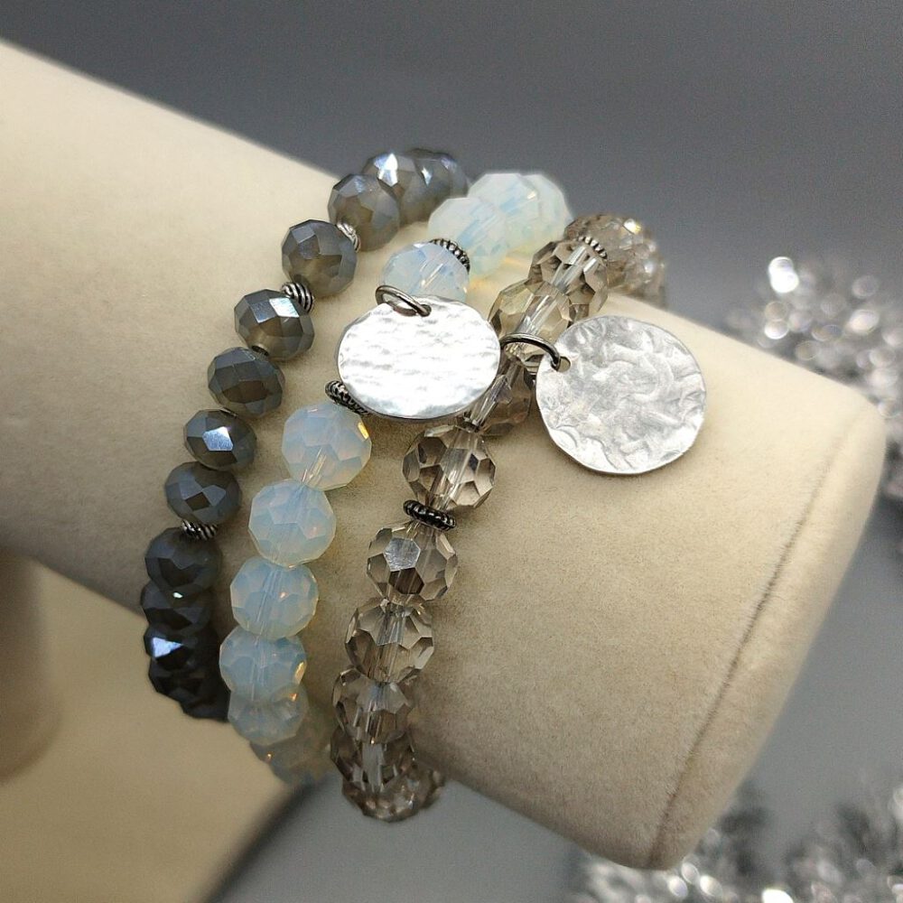 Kristall Armband opalfarben mit Anhänger