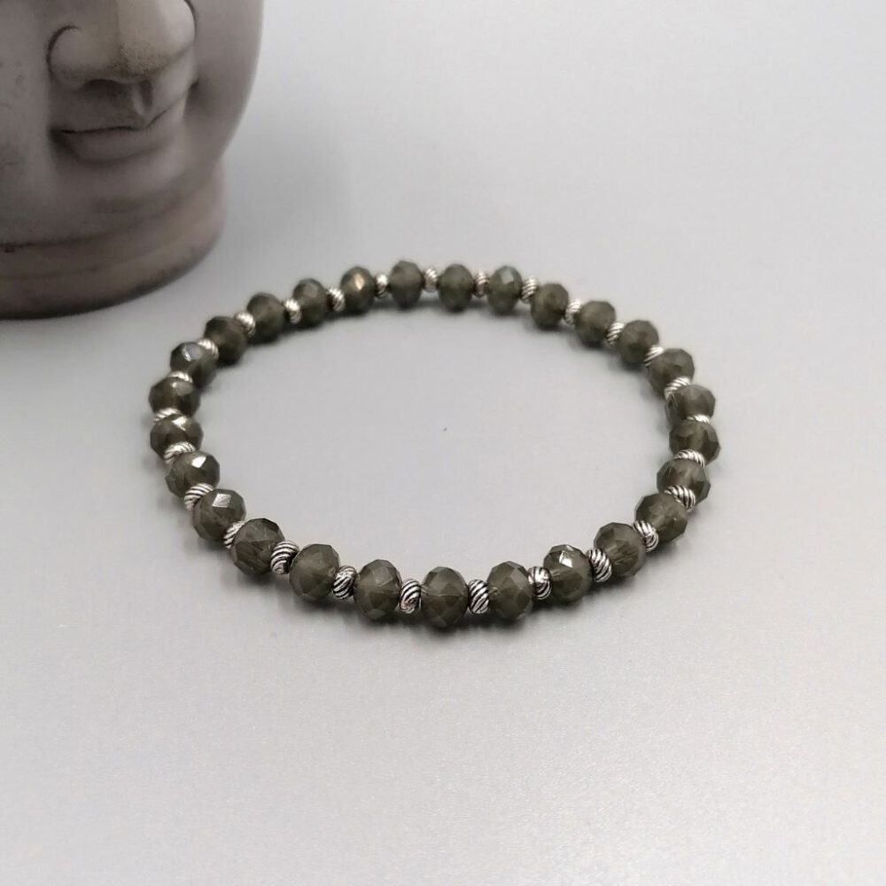 Kristall Armband grau-silber, elastisch