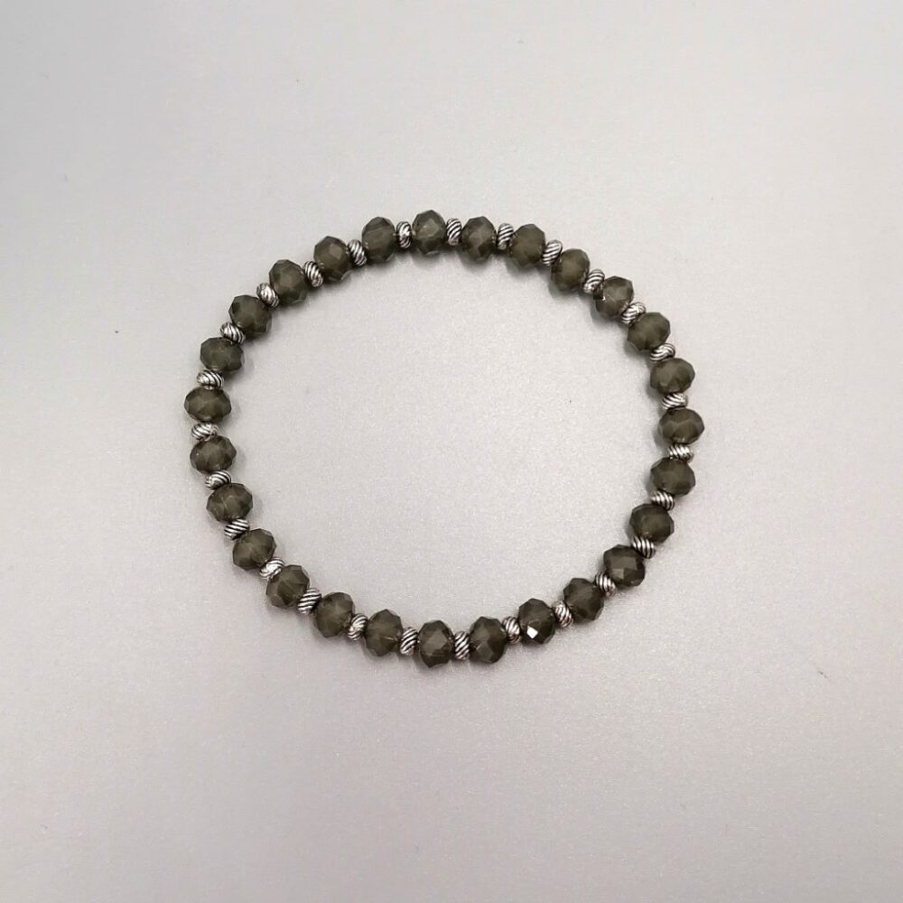 Kristall Armband grau-silber, elastisch