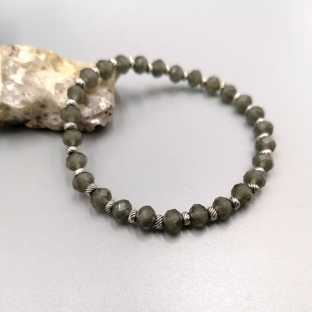 Kristall Armband grau-silber, elastisch