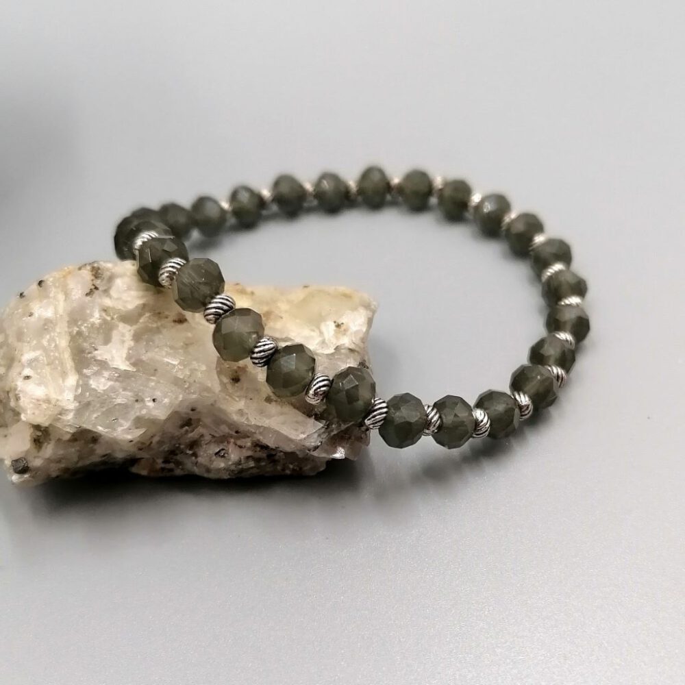 Kristall Armband grau-silber, elastisch