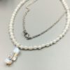 Kette weiß-silber mit Milchopalsplitter
