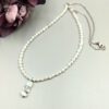 Kette weiß-silber mit Milchopalsplitter