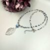 Kette mit blauem Achat & Blattanhänger