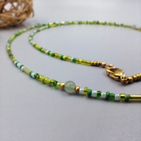 Kette Rocailles grün gold mit Aventurin