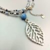 Kette mit blauem Achat & Blattanhänger