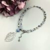 Kette mit blauem Achat & Blattanhänger
