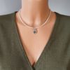Zarte Muschelkette in Weiß & Pastell-Türkis