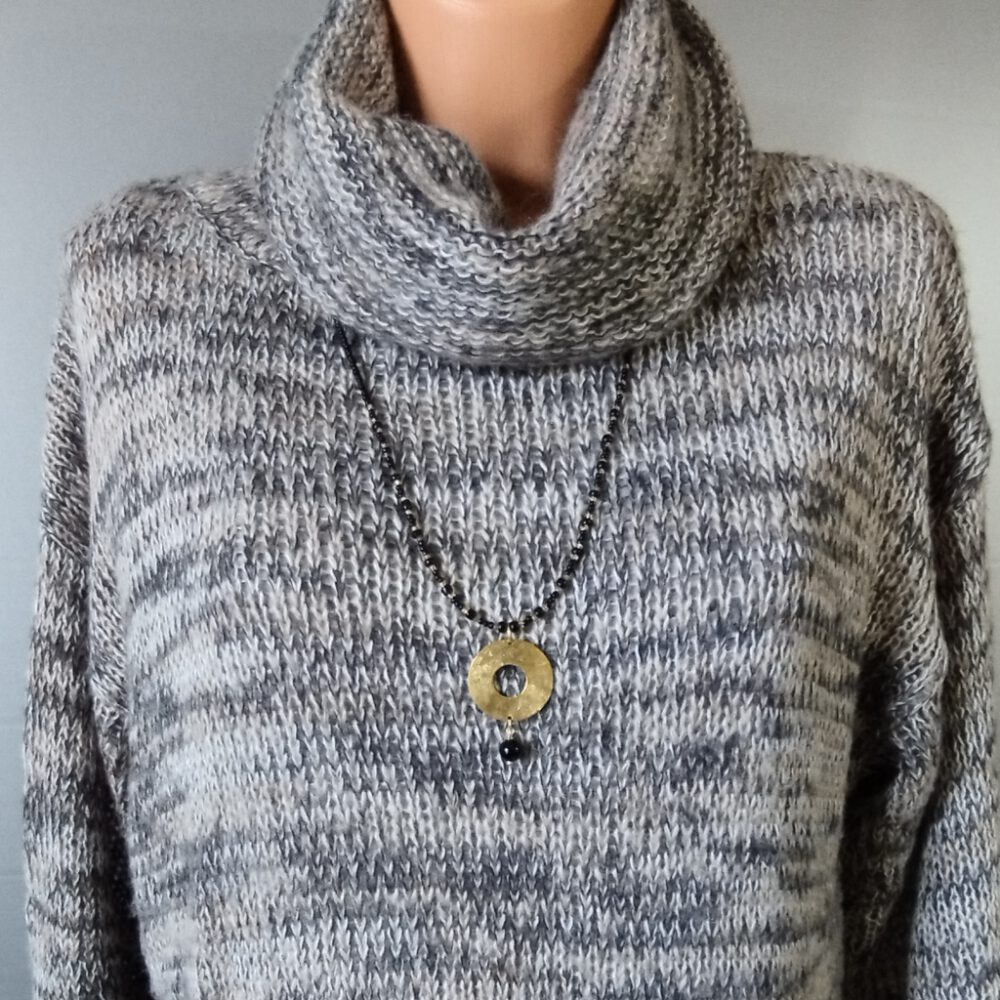 Lange Perlen Kette Onyx & Gold