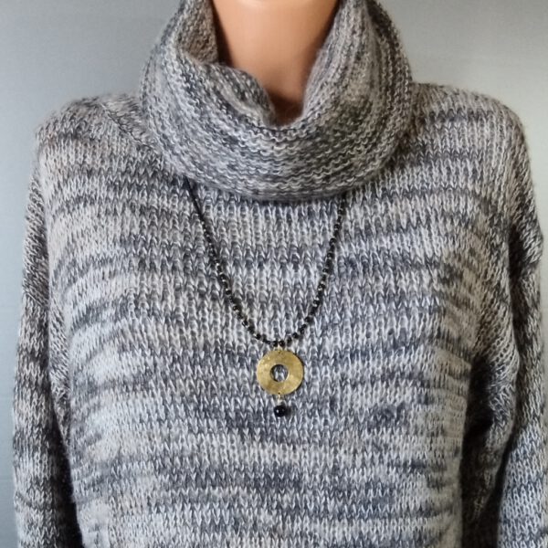 Lange Perlen Kette Onyx & Gold