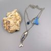 Lange Fisch-Kette mit Strass & Achat