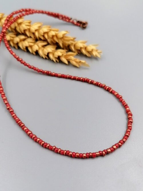 Kette aus Rocailles in Kupfer & Orange