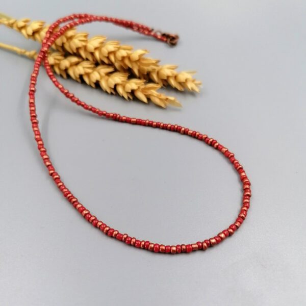 Kette aus Rocailles in Kupfer & Orange