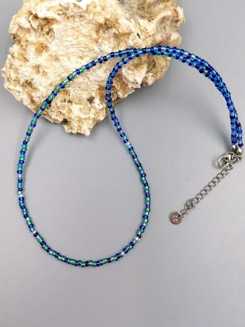Kette Meeresrauschen blau, türkis, silber