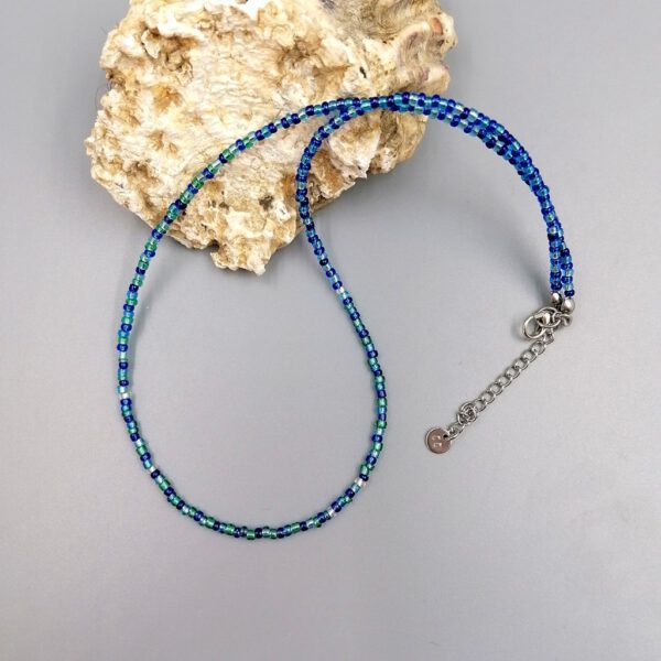 Kette Meeresrauschen blau, türkis, silber