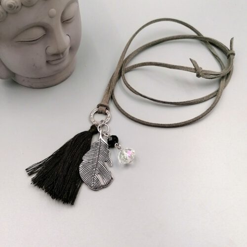 Velourkette mit Federanhänger & Quaste