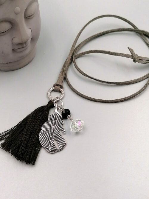 Velourkette mit Federanhänger & Quaste