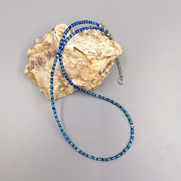 Kette Meeresrauschen blau, türkis, silber