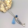 Lange Fisch-Kette mit Strass & Achat