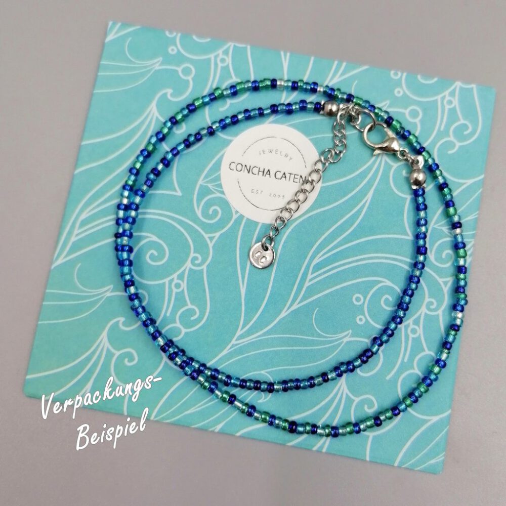 Kette Meeresrauschen blau, türkis, silber