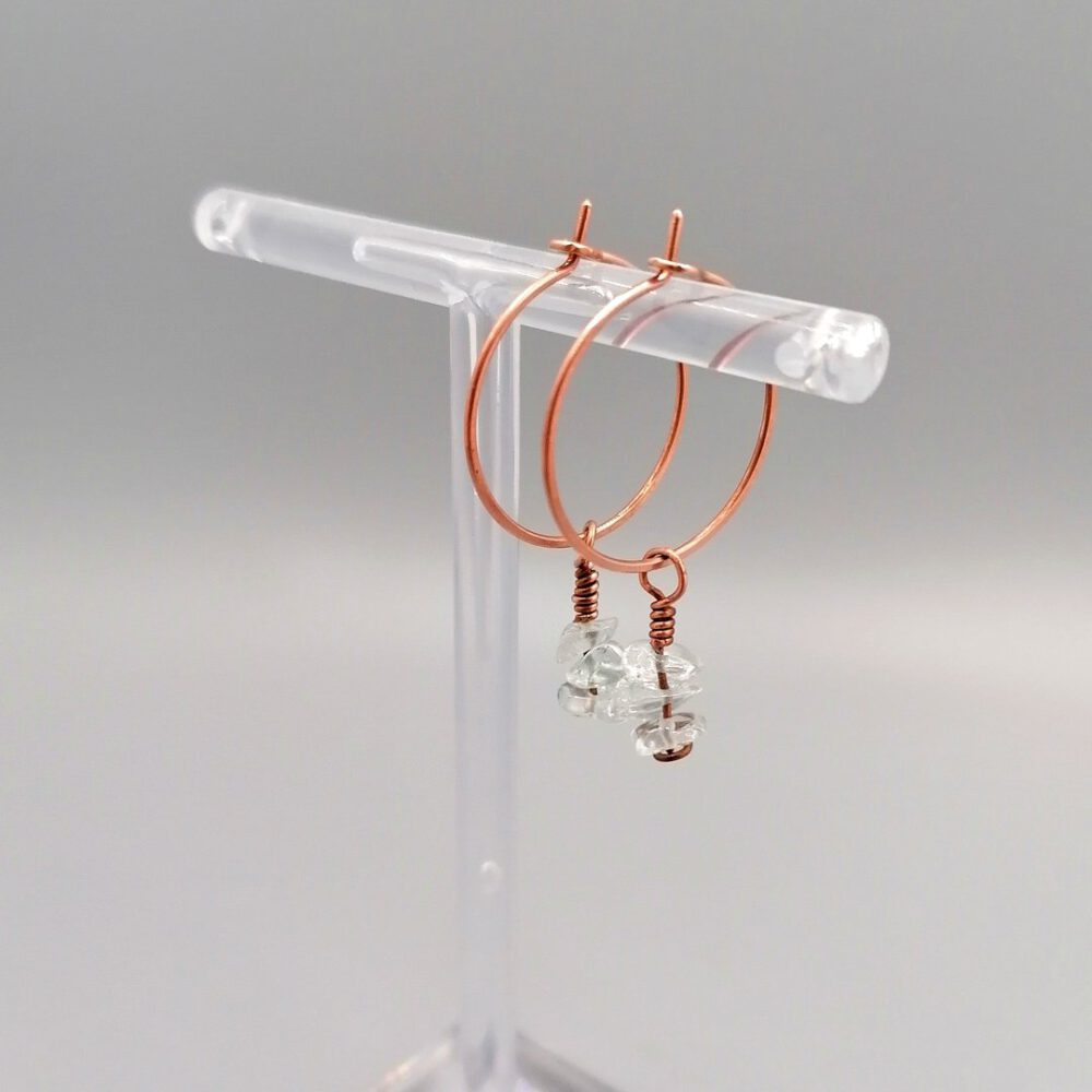 Bergkristall-Schmuck im Boho-Stil Creolen Kupfer mit Bergkristall