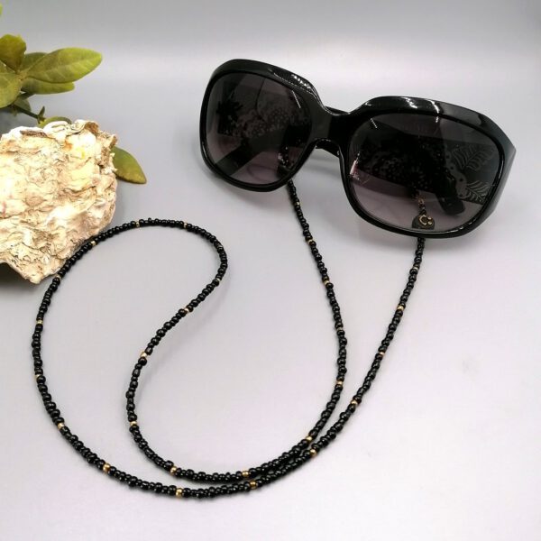 Handgefertigte Brillenkette Schwarz-Gold