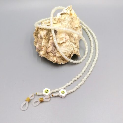 Brillenkette Blümchen gelb-weiß gold