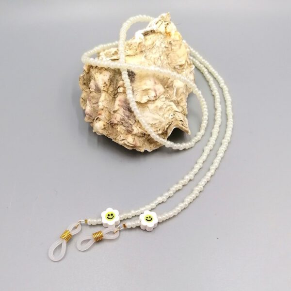 Brillenkette Blümchen gelb-weiß gold