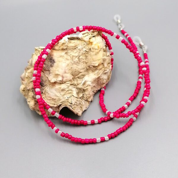 Brillenkette himbeer-rot - weiß