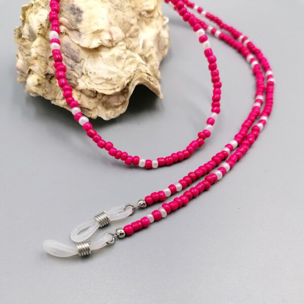 Brillenkette himbeer-rot - weiß