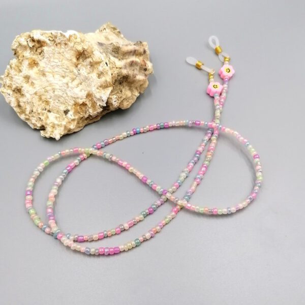 Brillenkette Pastell mit rosa Blümchen