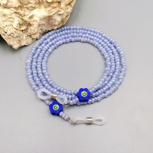 Brillenkette hellblau mit Blümchen