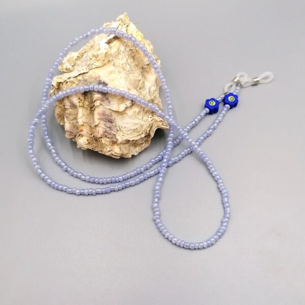 Brillenkette hellblau mit Blümchen
