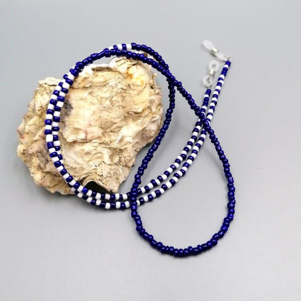 Brillenkette Blau-Weiß aus Rocailles