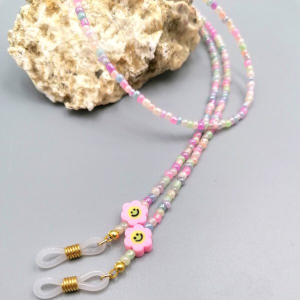 Brillenkette Pastell mit rosa Blümchen