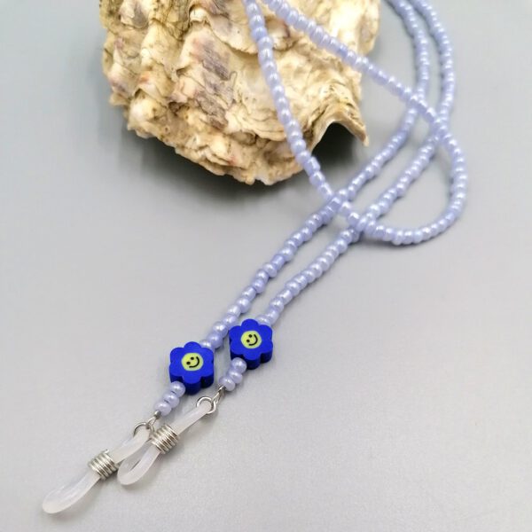 Brillenkette hellblau mit Blümchen