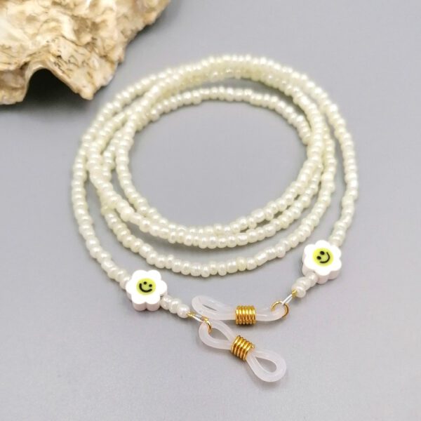 Brillenkette Blümchen gelb-weiß gold