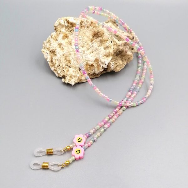 Brillenkette Pastell mit rosa Blümchen