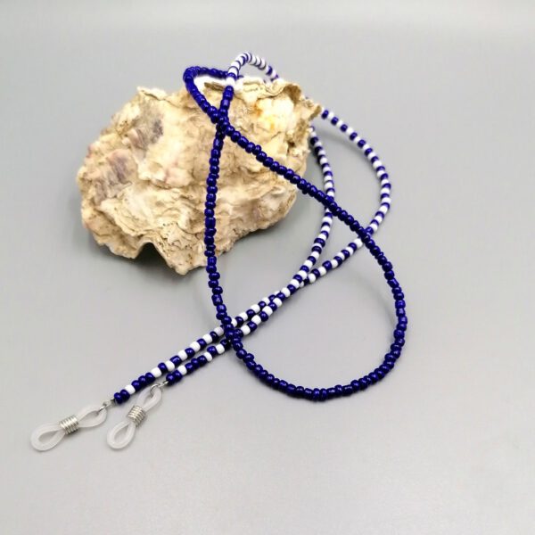 Brillenkette Blau-Weiß aus Rocailles