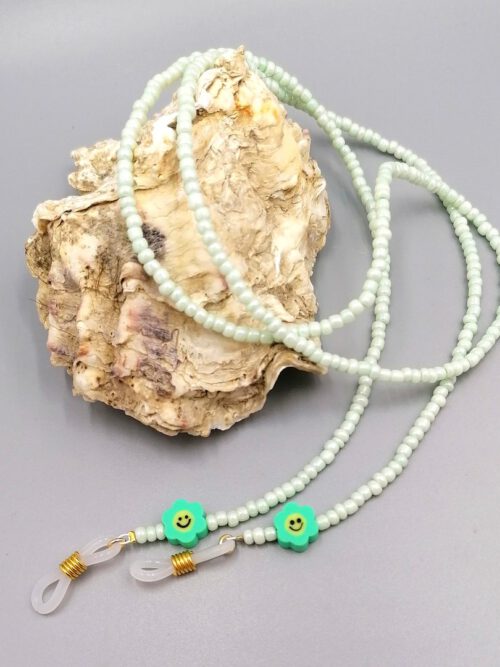 Mintgrüne Brillenkette mit Blümchen